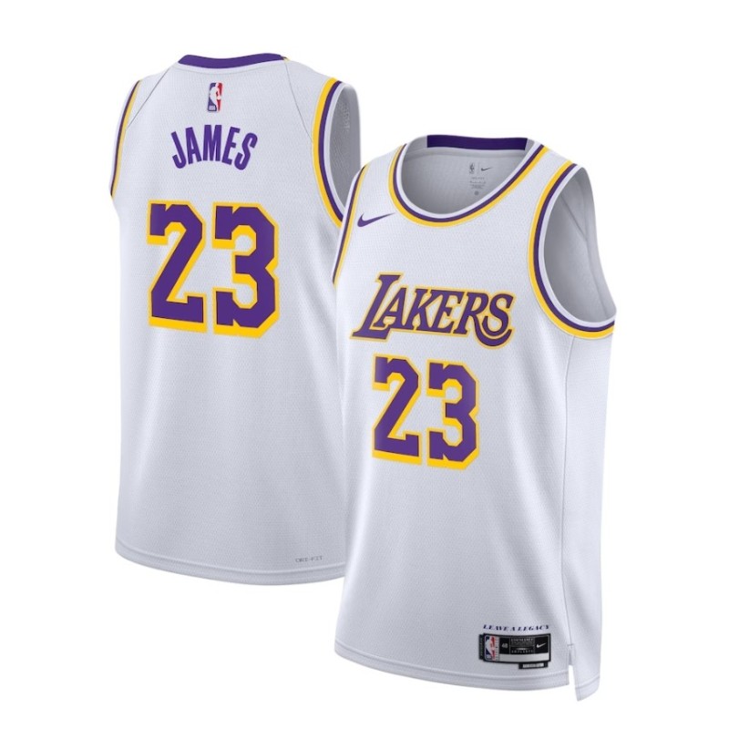 Los Angeles Lakers Nike Association Edition Swingman Jersey - White - Lebron James - Unisex