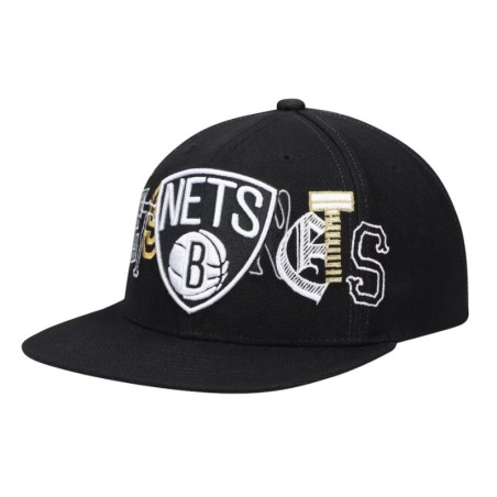 Men's Mitchell & Ness Black Brooklyn Nets Hype Type Snapback Hat