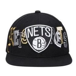 Men's Mitchell & Ness Black Brooklyn Nets Hype Type Snapback Hat