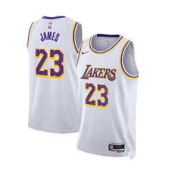 Los Angeles Lakers Nike Association Edition Swingman Jersey - White - Lebron James - Unisex