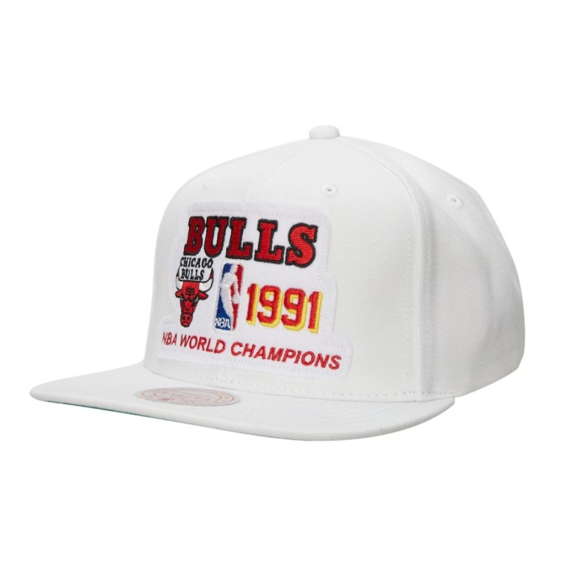 Chicago Bulls NBA Hardwood Classic 91 Champs Snapback Cap - White