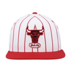 Men's Mitchell & Ness White Chicago Bulls Hardwood Classics Pinstripe Snapback Hat