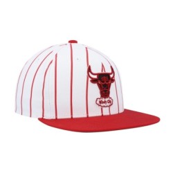 Men's Mitchell & Ness White Chicago Bulls Hardwood Classics Pinstripe Snapback Hat