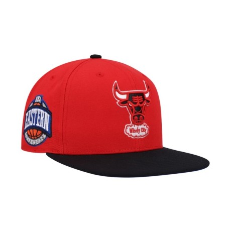 Men's Mitchell & Ness Red/Black Chicago Bulls Hardwood Classics Coast to Coast Fitted Hat