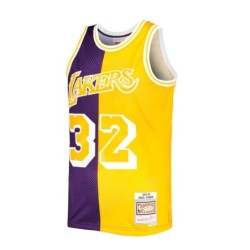 Magic Johnson Purple/Gold Los Angeles Lakers Hardwood Classic 1984/85 Split Fan Edition Jersey