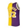 Magic Johnson Purple/Gold Los Angeles Lakers Hardwood Classic 1984/85 Split Fan Edition Jersey