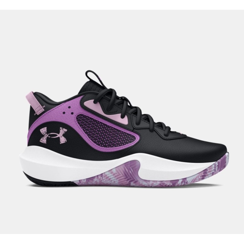 Elementary School UA Lockdown 6 Purple Basketball Shoes