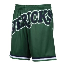 Men's Mitchell & Ness Green Dallas Mavericks Hardwood Classics Big Face 2.0 Shorts