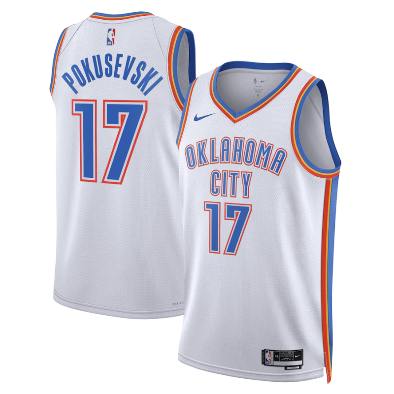 Oklahoma City Thunder Nike Association Edition Swingman Jersey - White - Aleksej Pokusevski