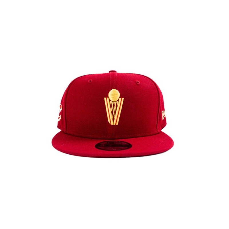 V Net burgundy snap back hat