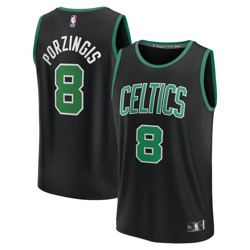 Youth Fanatics Kristaps Porzingis Black Boston Celtics Fast Break Player Jersey