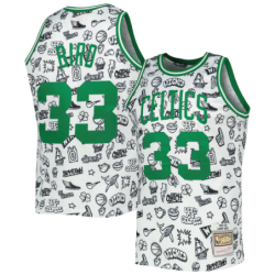 Larry Bird White Boston Celtics 1985/86 Hardwood Classics Doodle Swingman Jersey