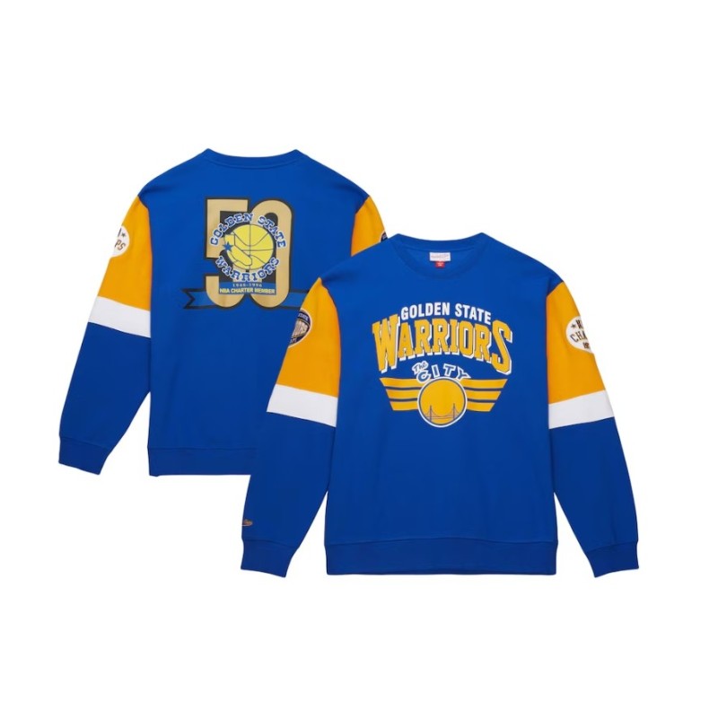 Men's Royal Golden State Warriors Hardwood Classic Retro Full 3.0 Pullover Sweatshirt