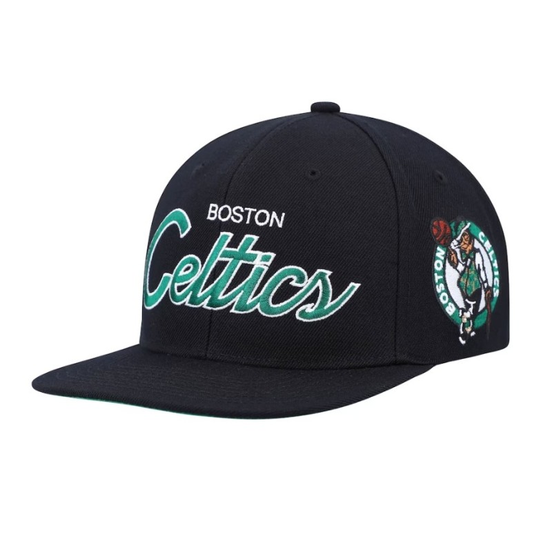 Men's Black Boston Celtics Hardwood Classics Script 2.0 Snapback Hat