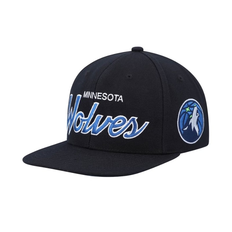 Men's Black Minnesota Timberwolves Hardwood Classic Script 2.0 Snap Back Hat