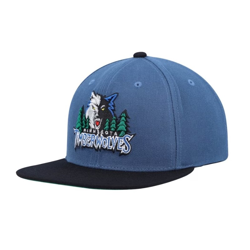 Men's Mitchell & Ness Blue/Black Minnesota Timberwolves Classic Two-Tone 2.0 Snap Back Cap