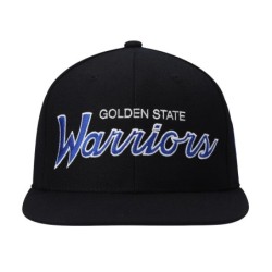 Men's Mitchell & Ness Black Golden State Warriors Hardwood Classics Script 2.0 Snapback Hat