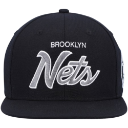 Men's Mitchell & Ness Black Brooklyn Nets Hardwood Classics Script 2.0 Snapback Hat